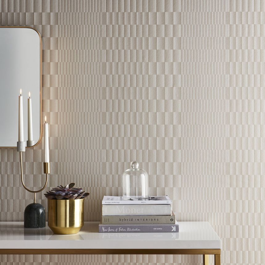 Gold-beige geometric pattern wallpaper 105119, Formation, Graham & Brown