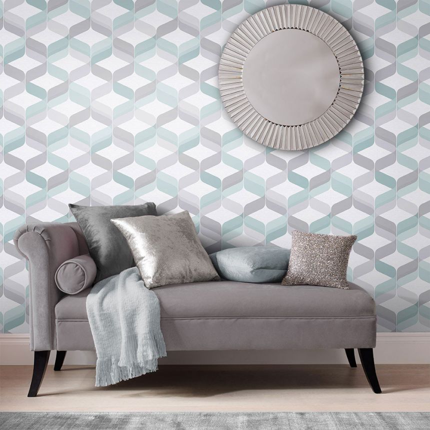 Grey-green wallpaper with a retro pattern 104816, Formation, Graham & Brown
