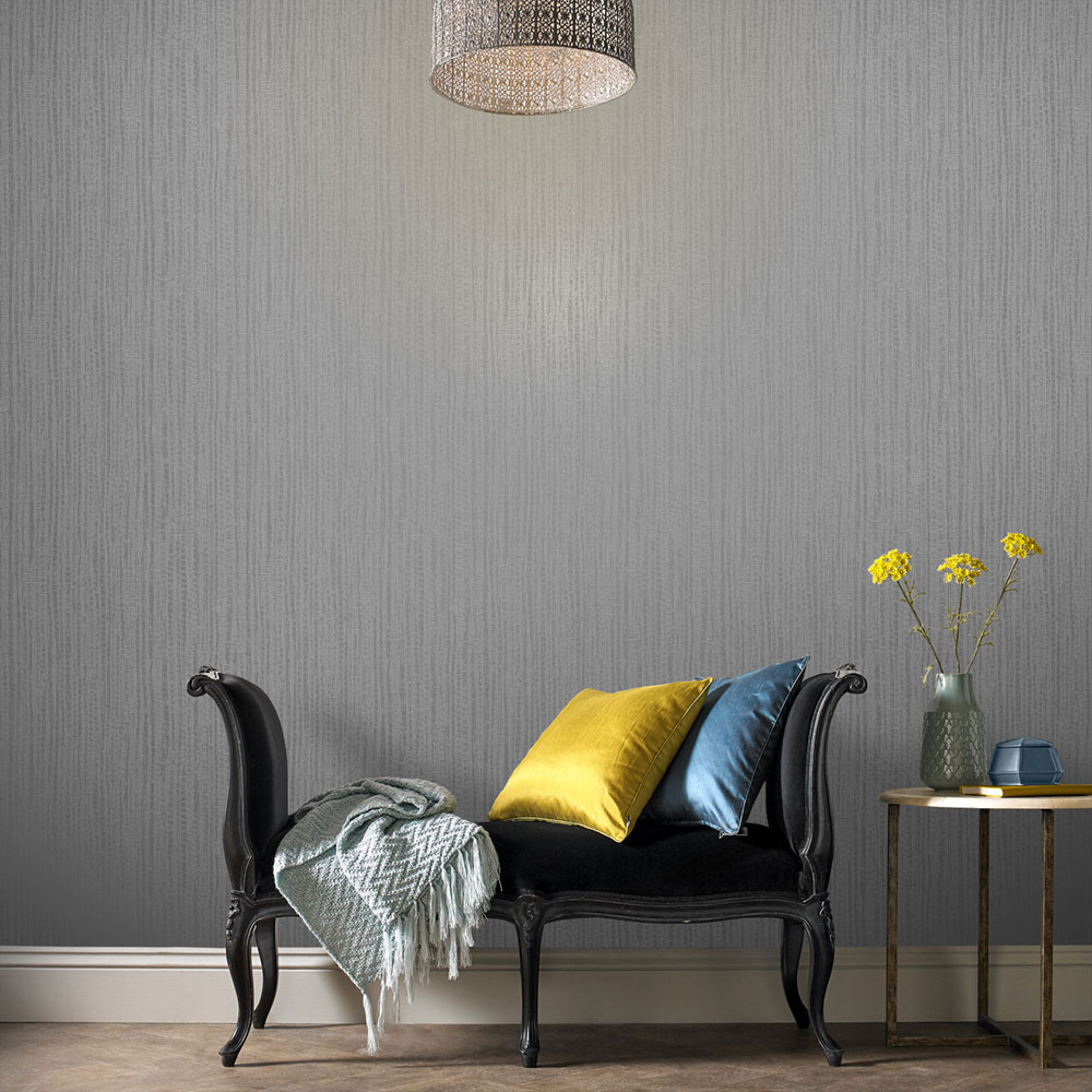 Grey-silver wallpaper, bamboo imitation 104730, Formation, Graham & Brown