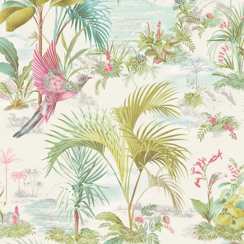 Non-woven wallpaper, palm leaves, birds, 300140, Pip Studio 5, Eijffinger