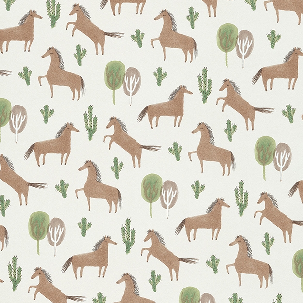 Tapeta vliesová tapeta - koníci, katusy a stromy 354100, Tout Petit, Eijffinger