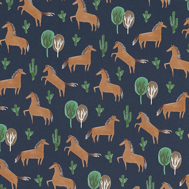 Dětská tapeta vliesová - koníci, kaktusy a stromy 354101, Tout Petit, Eijffinger