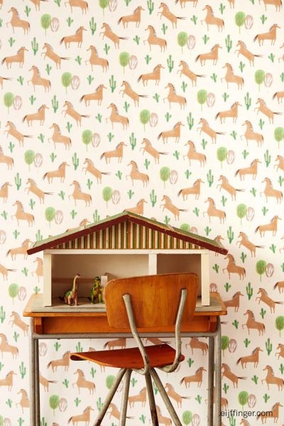 Tapeta vliesová na zeď - koníci, kaktusy a stromy 354102, Tout Petit, Eijffinger